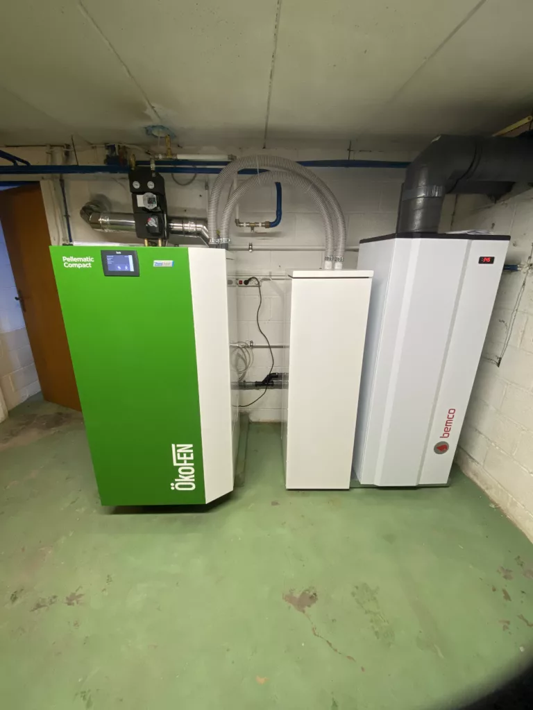 Chauffage à pellets ÖkoFEN installé à Waterloo, Brabant wallon.