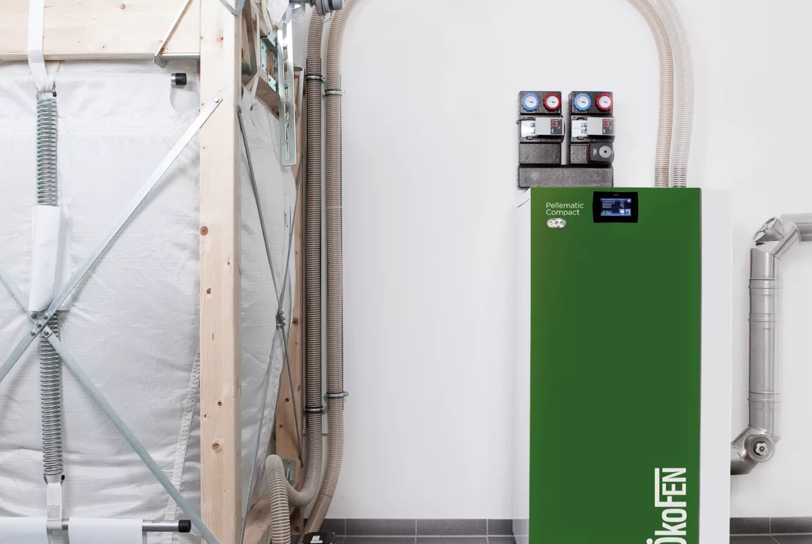 Chaudière pellet Ökofen Pellematic Compact installation granulés bois Brabant Wallon Prev'eau